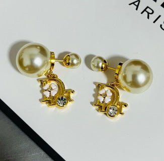 Dior Tribale Pearl Botanical Charm Stud Earrings