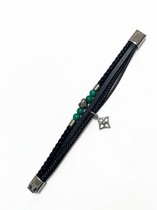 Louis Vuitton Emerald Bead Leather Wrap Bracelet