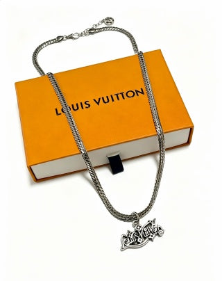 Louis Vuitton Signature Script Pendant Chain Necklace