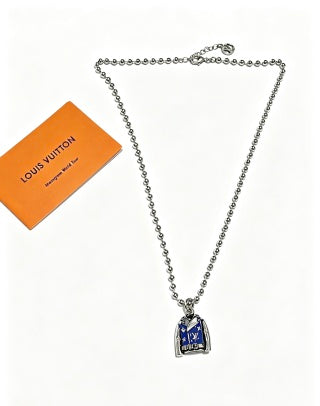 Louis Vuitton Monogram Lock Charm Beaded Chain Necklace