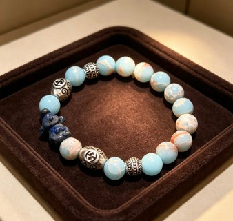 Gucci GG Blue Agate Bead Charm Bracelet