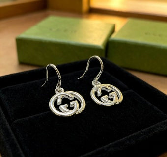 Gucci GG Interlocking Drop Hoop Earrings