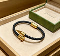 Gucci GG Horn Charm Leather Wrap Bracelet