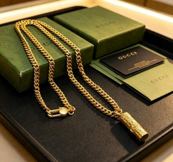 Gucci GG Barrel Pendant Rope Chain Necklace