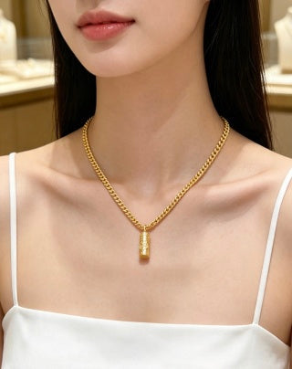Gucci GG Barrel Pendant Rope Chain Necklace