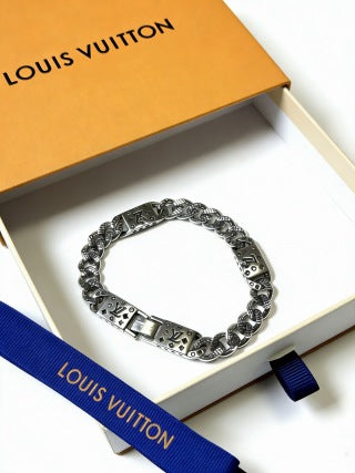 Louis Vuitton Monogram Engraved Link Chain Bracelet