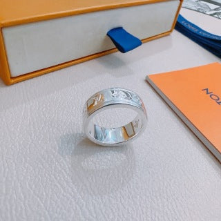 Louis Vuitton Monogram Wave Silver Band Ring