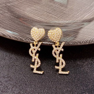 YSL Cœur Pavé Monogram Drop Earrings