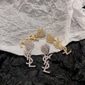 YSL Cœur Pavé Monogram Drop Earrings