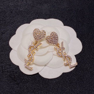YSL Cœur Pavé Monogram Drop Earrings