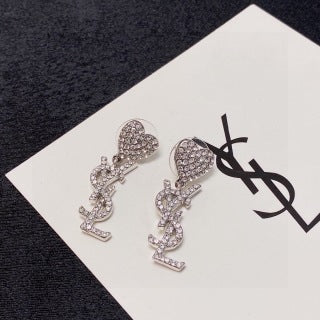 YSL Cœur Pavé Monogram Drop Earrings