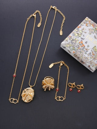 Dior Roseline Ruby Accent Fine Chain Necklace