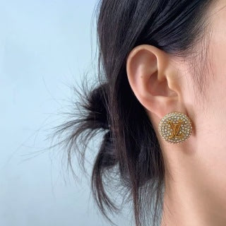 Louis Vuitton Crystal Monogram Round Stud Earrings