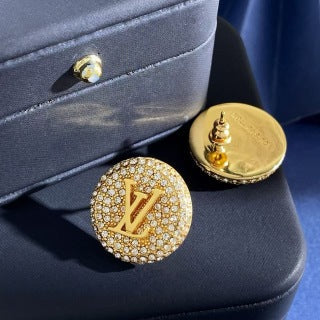 Louis Vuitton Crystal Monogram Round Stud Earrings