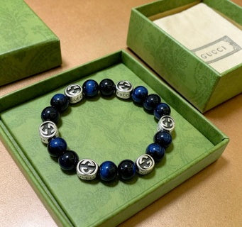 Gucci GG Blue Stone Bead Bracelet