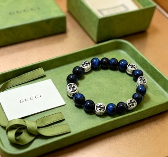 Gucci GG Blue Stone Bead Bracelet