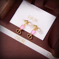 Dior Amelie Pearl Crystal Letter Drop Stud Earrings
