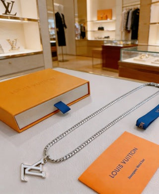 Louis Vuitton Crystal Edge Letter Pendant Necklace