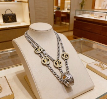 Louis Vuitton Signature Medallion Double Chain Necklace