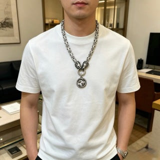 Gucci Lion Head Interlocking G Medallion Necklace