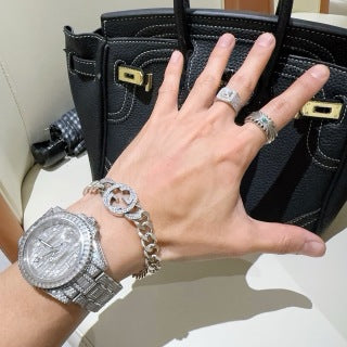 Gucci GG Crystal Medallion Link Bracelet