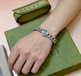 Gucci GG Crystal Link Chain Bracelet