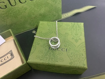 Gucci GG Barrel Lock Silver Pendant Necklace