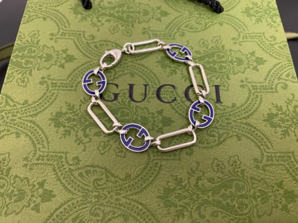 Gucci Interlocking G Enamel Link Chain Bracelet