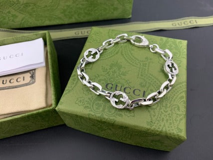 Gucci Interlocking G Blue Enamel Link Chain Bracelet