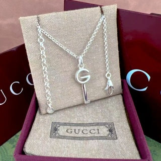 Gucci GG Crystal Drop Pendant Necklace