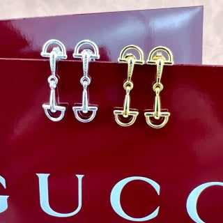 Gucci GG Horsebit Drop Stud Earrings
