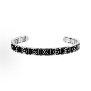 Gucci GG Engraved Open Cuff Gold & Silver Bracelet