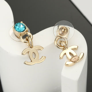 Chanel Ocean Blue Crystal Charm Earrings