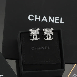 Chanel Crystal Bow CC Stud Earrings – Elegant Luxury Fashion Jewelry