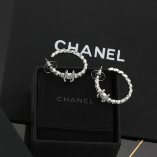 Chanel Elegant Crystal Hoop Earrings