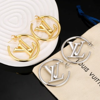 Louis Vuitton Circle Monogram Hoop Stud Earrings